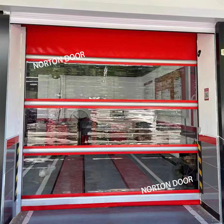 در حال حرکت سریع در فضای باز کارواش اتوماتیک PVC با سرعت بالا درب رول بالا